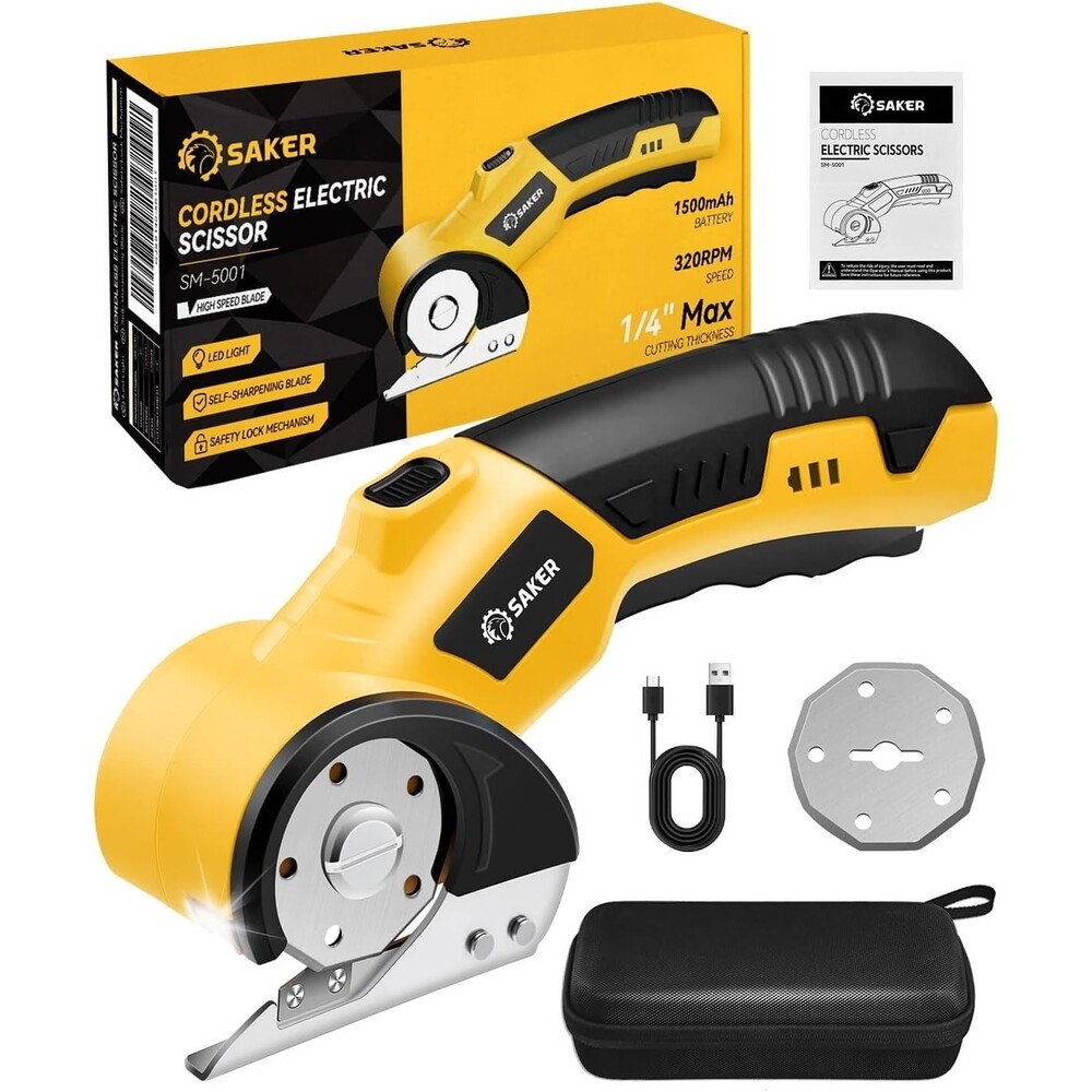 Cordless Electric Scissors Cardboard Box Cutter 4V Rechargeable w Case Light